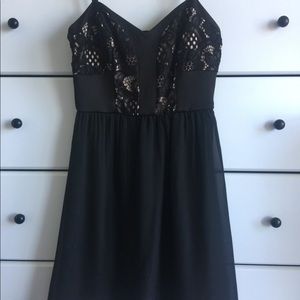 Black and Tan dress with lace detailing